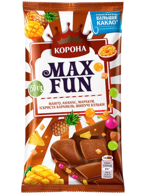 detail Mliečna čokoláda MAXFUN „Tropický mix“ 150 g KORONA