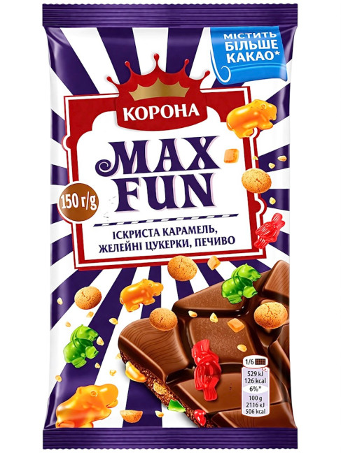 detail Mliečna čokoláda MAXFUN s marmeládou 150 g KORONA