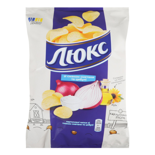 detail Zemiakové lupienky so smotanovo-cibuľovou príchuťou 125 g Lux