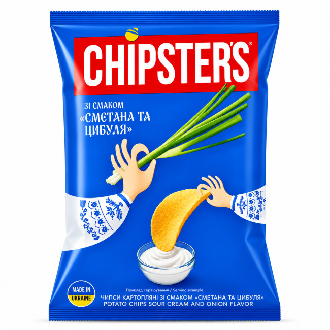 detail Сhipsy se smetanovou a cibulovou příchutí 120g Chipsters