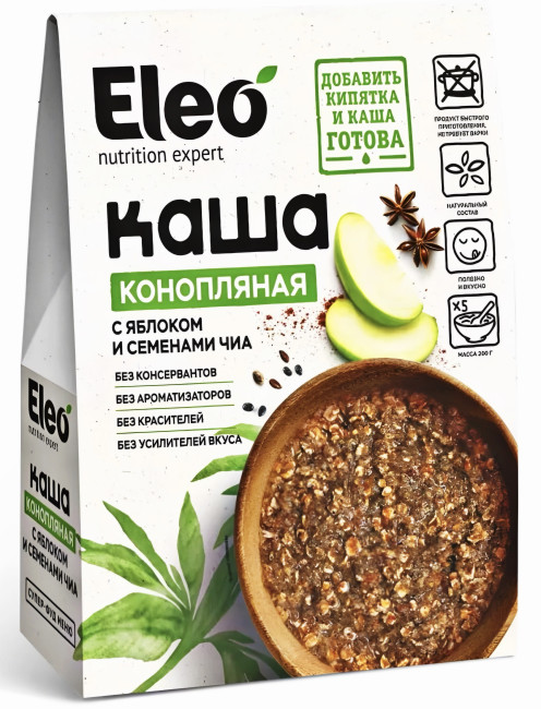detail Konopná kaša s jablkom a chia semienkami 200g Eleo