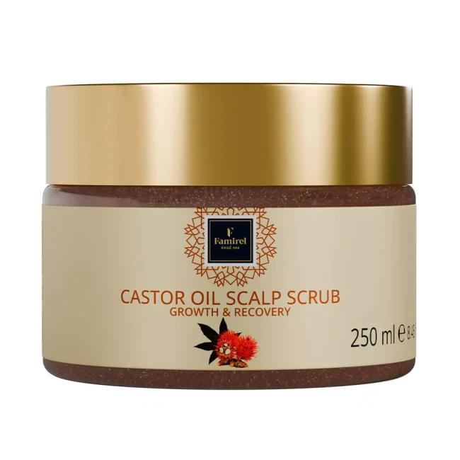 detail Famirel Peeling na pokožku hlavy Castor Oil Aktívny rast a regenerácia, 250 ml
