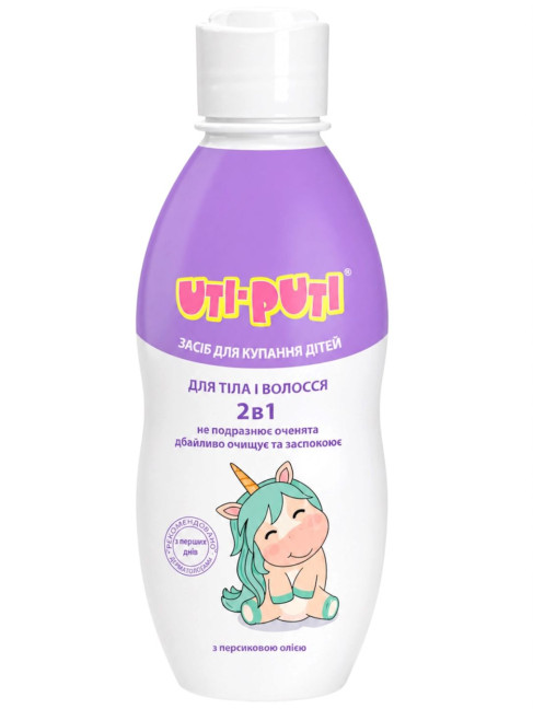detail Detský prípravok na telo a vlasy s broskyňovým olejom 200g Uti-Puti