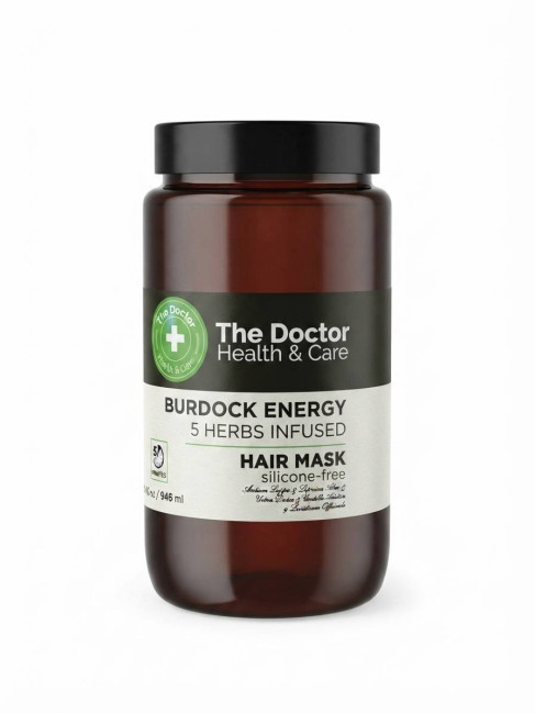detail Maska na vlasy „Lopúchová sila“ na výluhu z 5 bylín, 946 ml The Doctor