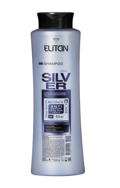 detail Šampón pre zosvetlené vlasy Proti žltosti Dymové striebro 500 ml Elitan