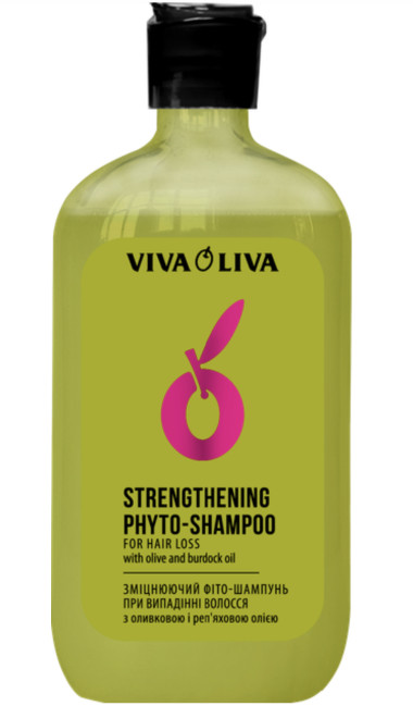 detail Posilňujúci fytošampón proti vypadávaniu vlasov s olivovým a lopúchovým olejom 400 ml Viva Oliva