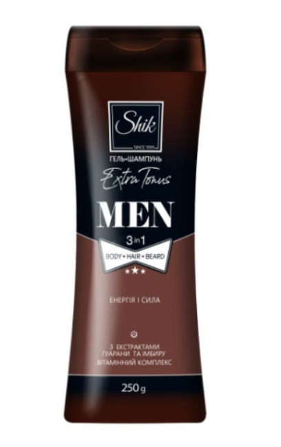 detail Sprchový gél a šampón Men 3v1 Extra Tonus 250 ml Shik