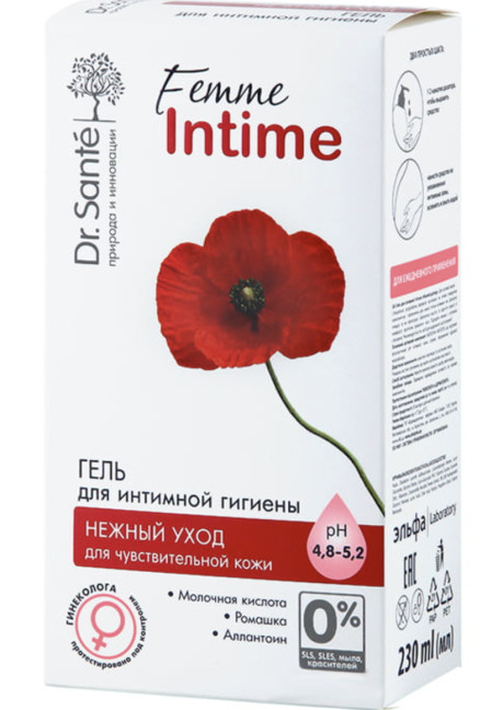 detail Gél na intímnu hygienu pre citlivú pokožku 230 ml Dr.Sante