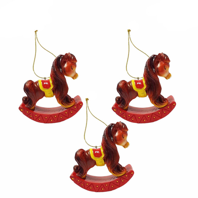 detail Vianočná ozdoba „Koník na hojdačke“ 3 ks