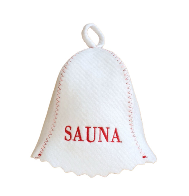 detail Čiapka na banju (saunu) Sauna bielo-červená