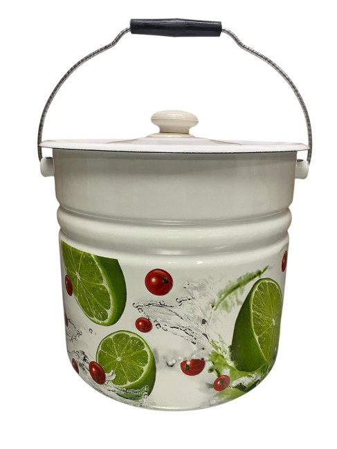 detail Smaltované vedro s vekom 12 l Lime