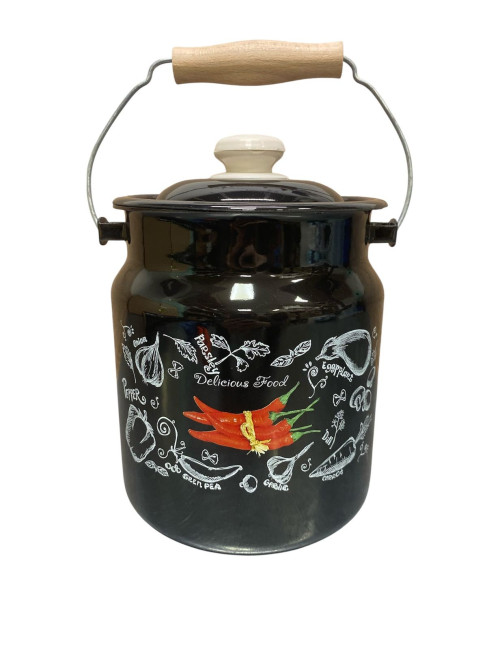 detail Smaltovaný bidon s vekom čierny 3,5 l Pepper