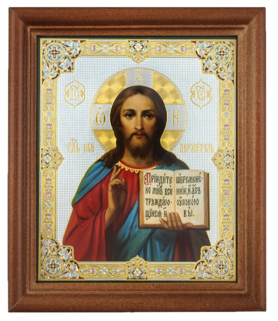 detail Ikona Spasiteľ 11x13cm drevená so sklom