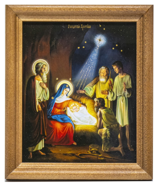 detail Ikona Roždestvo Christovo Nr4 11x13cm drevená so sklom