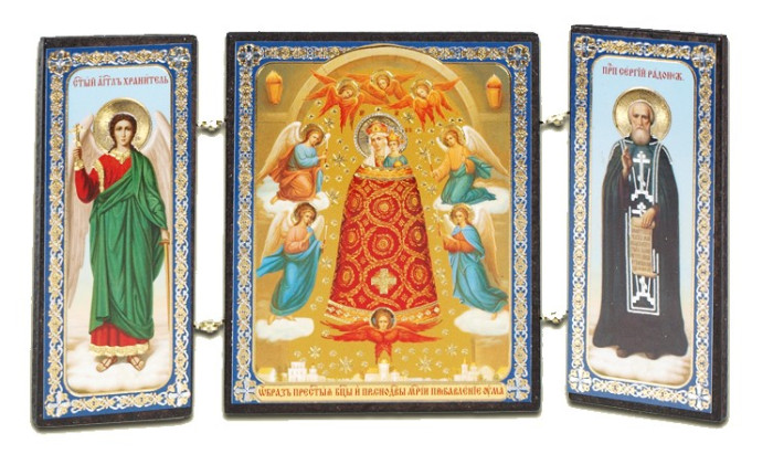 detail Ikona Pribavlenie uma 7x13cm drevená trojitá