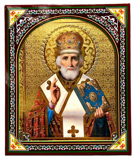 detail Ikona drevená Nikolaj 15×18 cm v puzdre (zlaté pozadie)