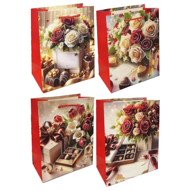 detail Darčeková taška „Rózy a cukríky“ 23×18 cm