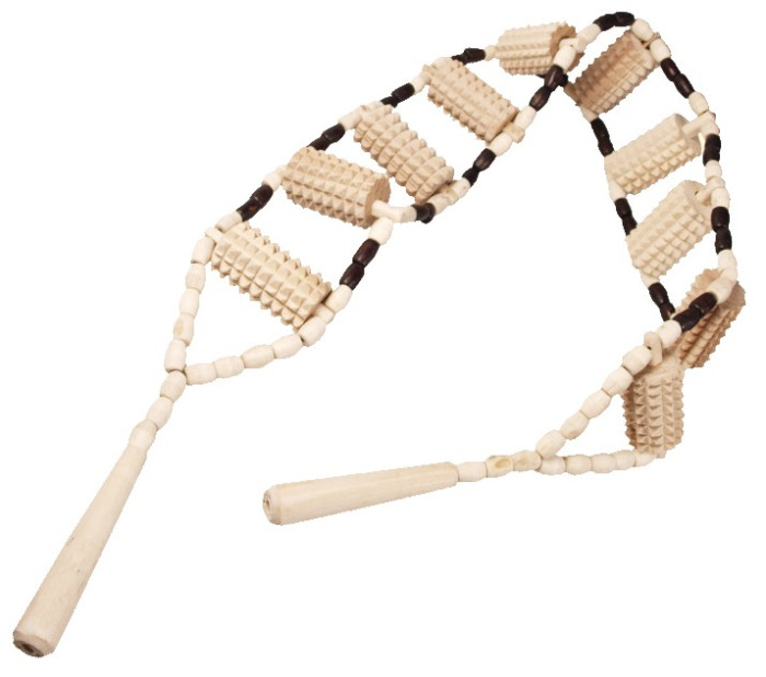 detail Drevený masér s hrotmi 120cm