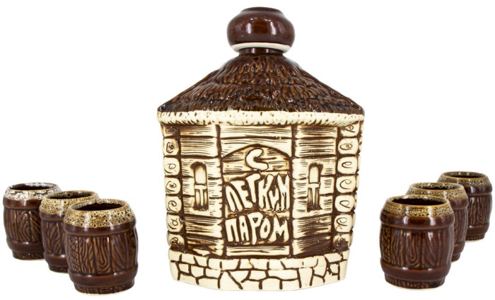 detail Fľaša S legkim parom 1,6L + 6 panáku keramika