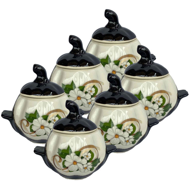 detail Keramický hrniec Biele kvety 0,75l