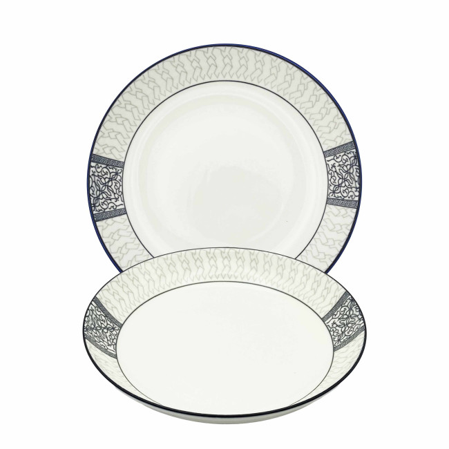 detail Porcelánový talíř „Černý vzor“ 25,3×4,5 cm 1400 ml