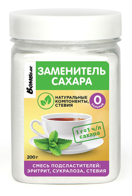 detail Sladidlo erythritol, sukralóza, stévia 200 g Bombbar